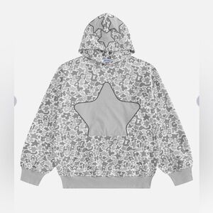 NWT AELFRIC EDEN Camo Eden Star Pullover Hoodie Grey‎ Oversized XS